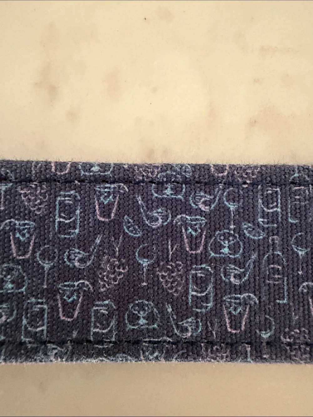Peter Millar Blue Cocktail Patterned Canvas Belt with Brown Leather Accents